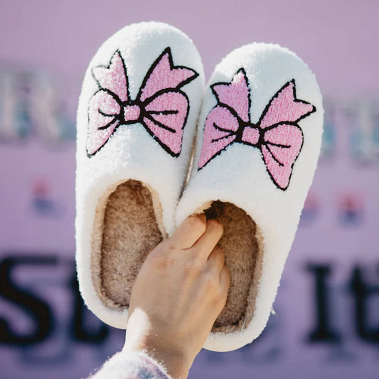 Light Pink Bow Slippers