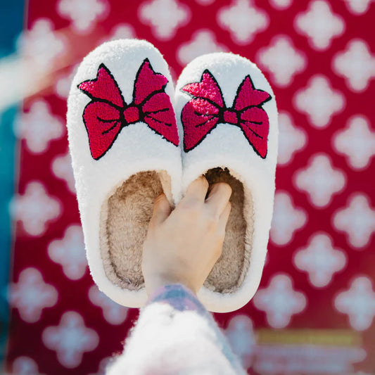 Hot Pink Bow Slippers